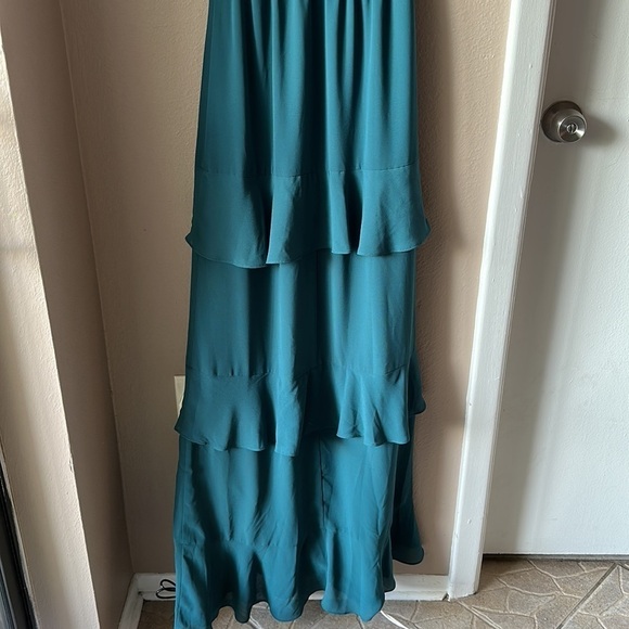 NWT WAYF Tiered Teal Green Ruffle Maxi Dress - Picture 9 of 11